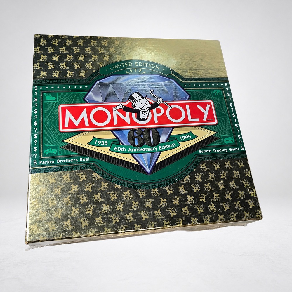 Monopoly 60th Anniversary Limited Edition 1995 Parker Brothers Sealed Gold Box